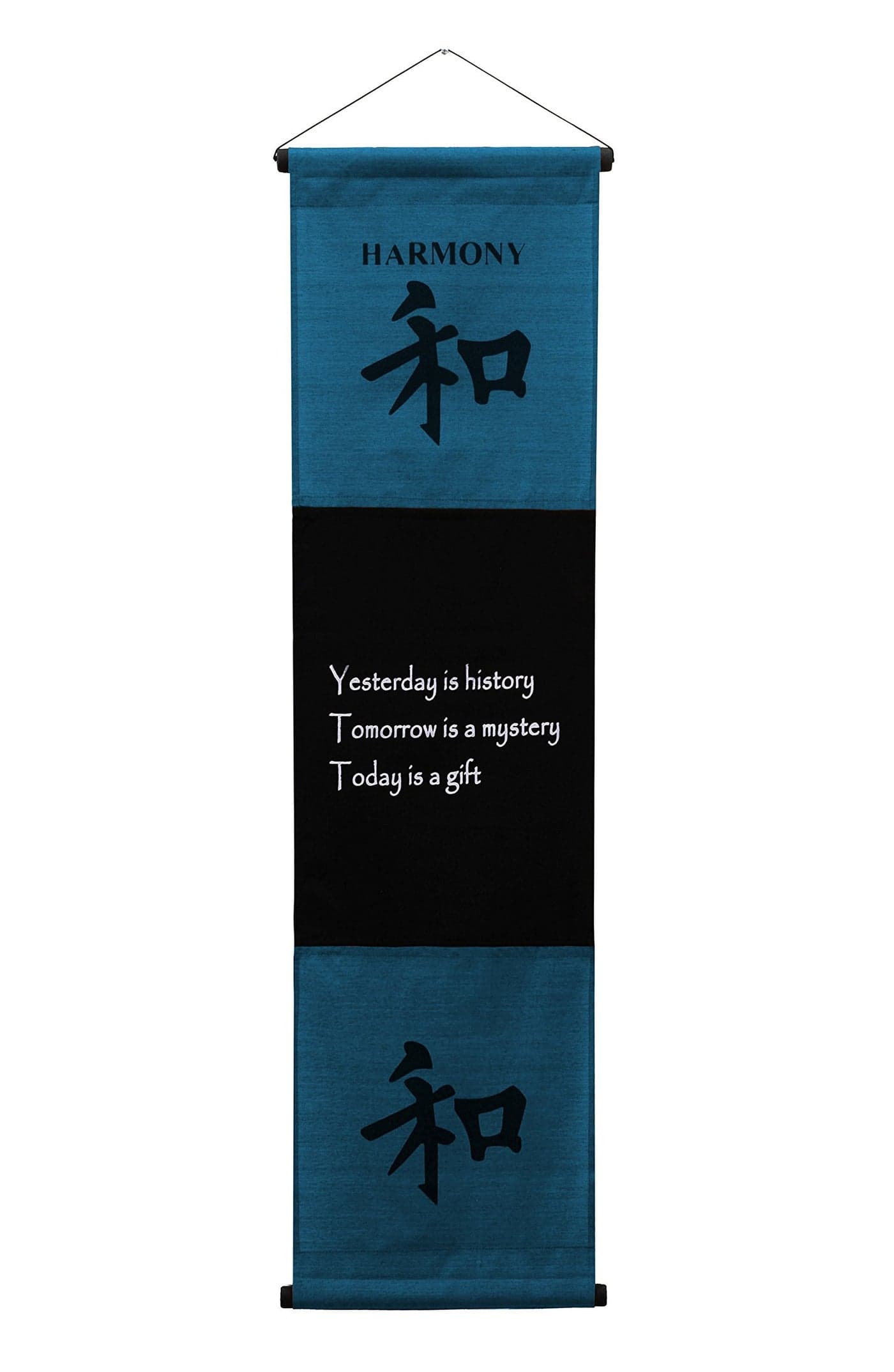 G6 Collection Inspirational Wall Decor Harmony Banner Large, Inspiring Quote Wall Hanging Scroll, Affirmation Motivational Uplifting Art Decoration, Thought Saying Tapestry Harmony (Dark Blue)