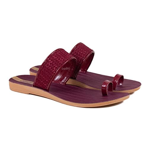 ASIAN PL-66 Girls Slipper's for Women | Ladies Chappal for Women Stylish Flat Heels Slippers for Women | Perfect Walking (Cherry, Numeric_5),UK 5