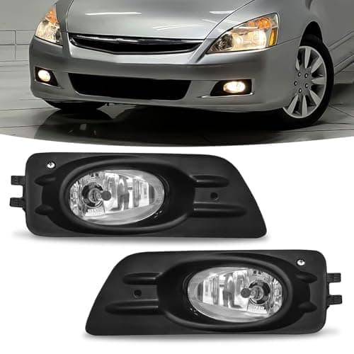 OKSIWA Halogen Fog Light for 2006 2007 Honda Accord Sedan,Fog lamp Assembly Replacement, IP67 Waterproof, Clear Lens,Include Fog Wiring Harness