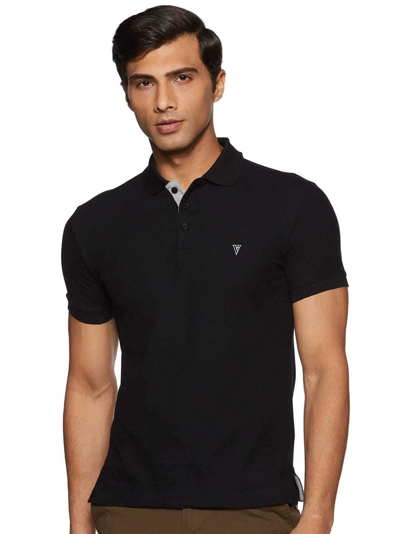 Van Heusen Athleisure Men's Solid Regular Fit Polo (60032_Black_2XL)