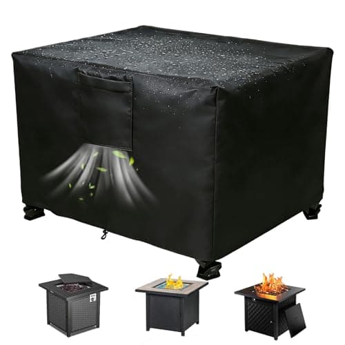Chinchilla Heavy Duty 28 Inch Square Fire Pit Cover 100 Waterproof Weatherproof Durable AllSeason Protection for 262728 Inch Propane Fire Pits and Tables