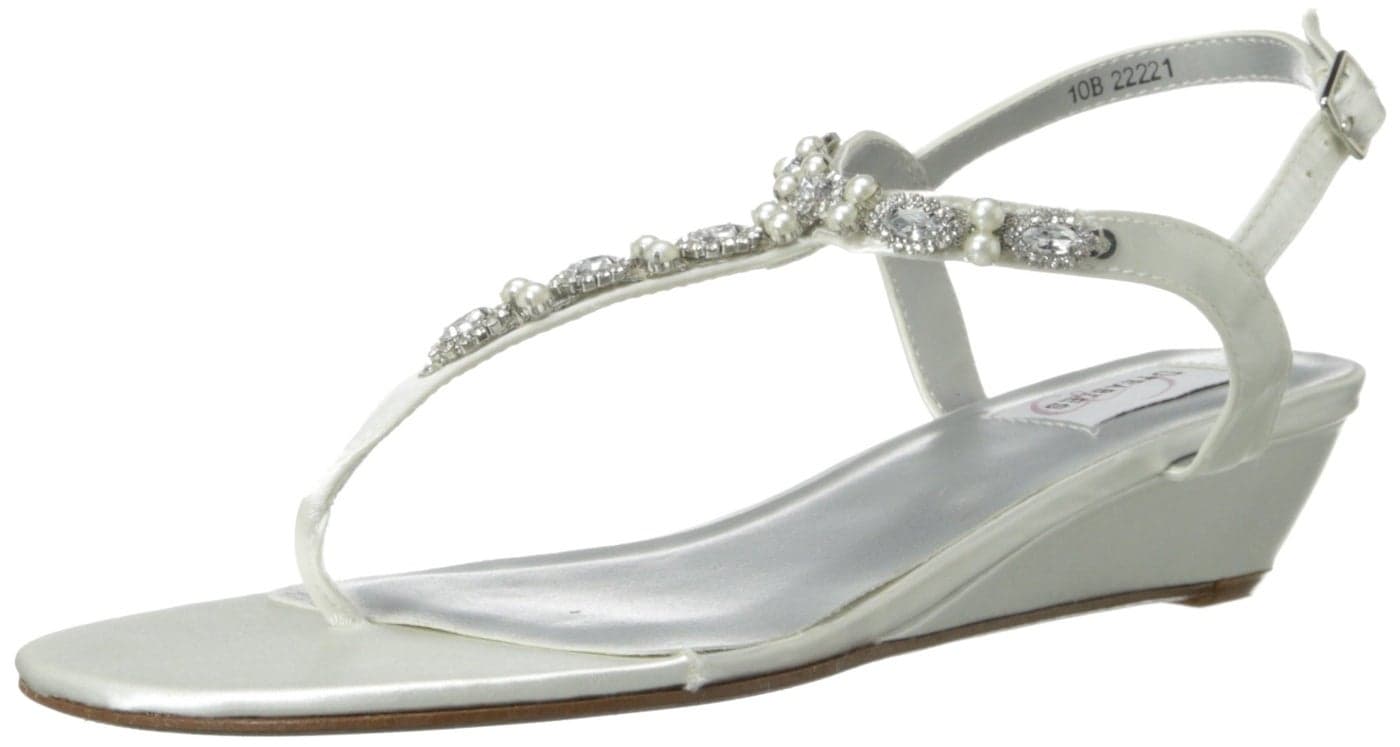 Dyeables Women's Myra Leather Dress Sandal,White Satin,6.5 B US