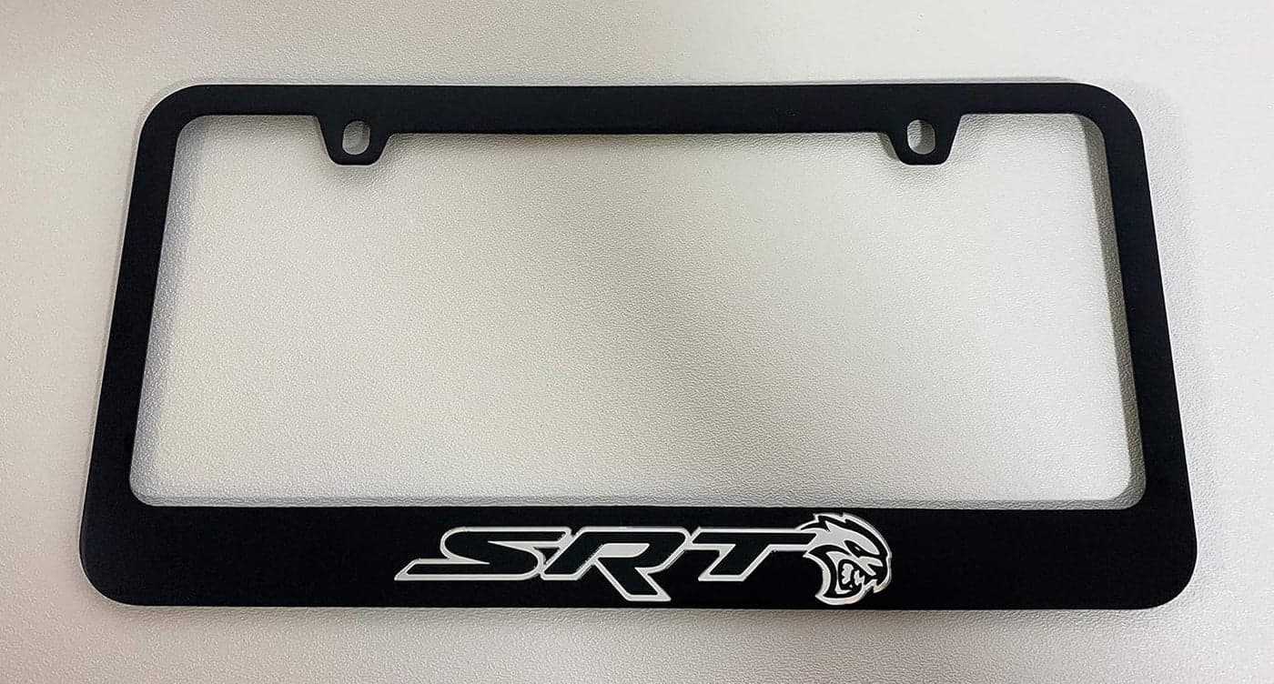 Eurosport Daytona Black License Plate Frame - SRT with Hellcat Design