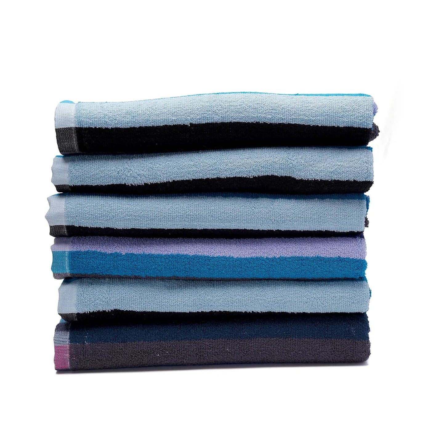 BYFT Home Bath Towel striped Blue 70 x 140 Cm 100% Cotton 550 Gsm Set of 06 - ART-BTYD003