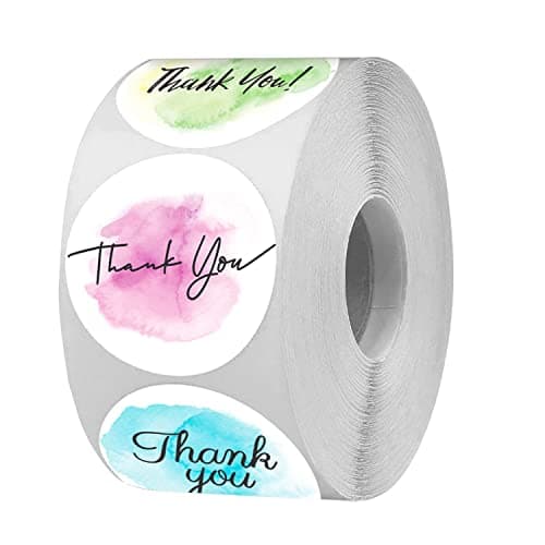 Rousrie (Pack of 1000) Attractive 8 Different Design Thank You Stickers for Packaging and Small Business (Design 1)