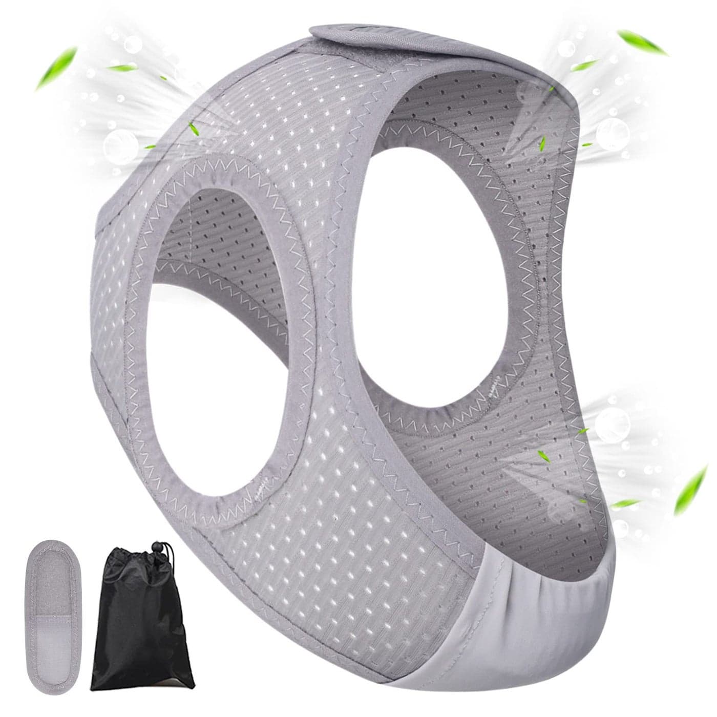 Forzacx Anti Snoring Chin Strap Light Breathable Cpap Chin Strap Snoring Solution Comfortable Chin Portion Widen Softer Efficient Reduce Snoring Adjustabl Sleep Chin Strap for Men Women Grey