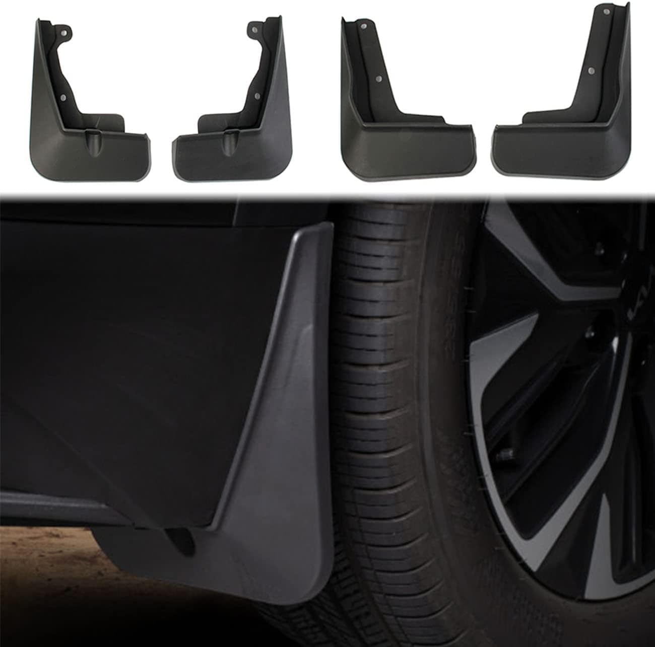 Fewshaw Black Car Mud Flaps Mudguard Fender Accessories for KIA EV6 2022+ (Model 2, Only Fit GT-Line)