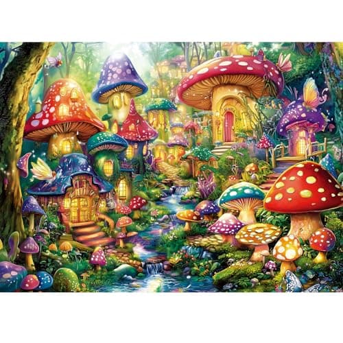 300 Piece Puzzles for Adults Mystical Mushroom Fantasy Village Jigsaw Puzzle for Children Elderly Large Piece Fun Fairy Puzzle for Kids Ages 810 1012Cool PuzzlesFamily Game Great Gift 20515in