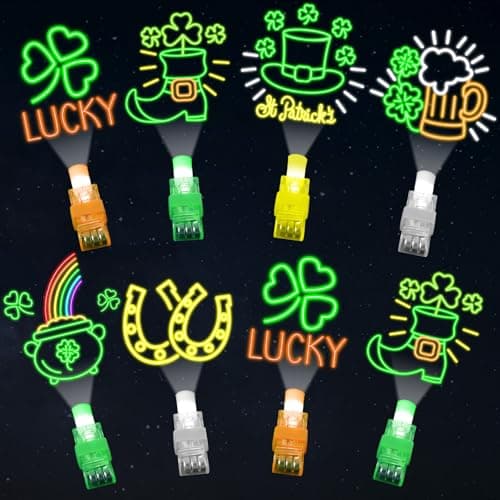 36Pcs St Patricks Day LED Finger Lights Shamrock Gold Coin Party Favors Glow in the Dark Light Up Finger Lights Themed Toys Bulk for Birthday Party Goodie Bag Stuffer Birthday Gifts Classroom Prize