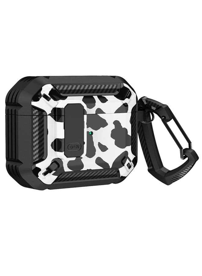 Case Cover Two-Tone Printed Earphone Case with Switch Lock & Carabiner For AirPods Pro Cows