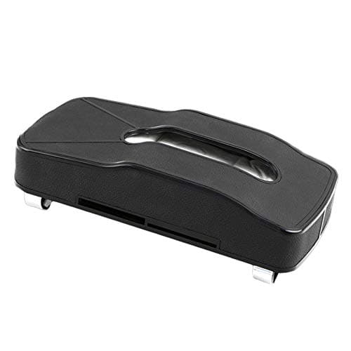 Automaze PU Leather Car Tissue Box Sun Visor Hanging Tissue Boxes Car Seat Back Napkin Holder with Card Slots (Beige)
