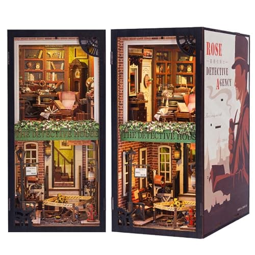 CUTEBEE Book Nook Kit DIY Miniature House Dollhouse Kit for Adult and Teens Booknook Bookshelf Decor Alley Model Build with LED Light Gifts for Family and Friends