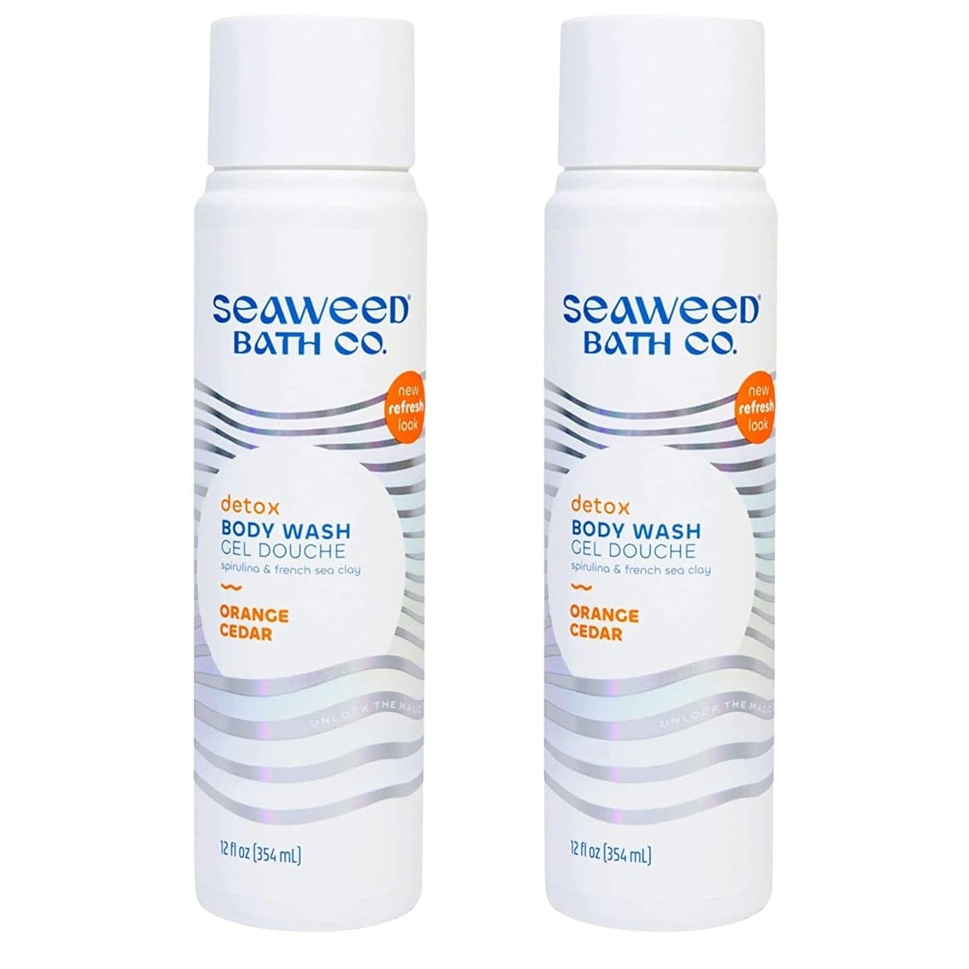 Seaweed Bath Co Detox Body Wash Orange Cedar Scent 12 Ounce Pack of 2 Shower Gel for Men Women Vegan Paraben Free Sulfate Free Cruelty Free