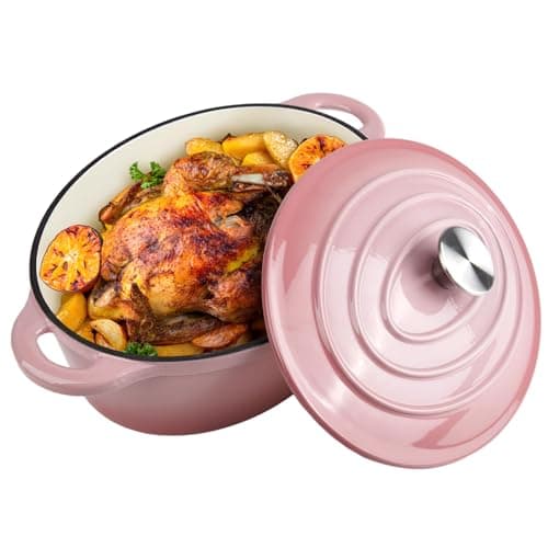 5.5 Quart Oval Enameled Cast Iron Dutch Oven Pot with Lid, Oven Safe up to 550° F & Dishwasher Safe, Sturdy Dutch Oven Cookware