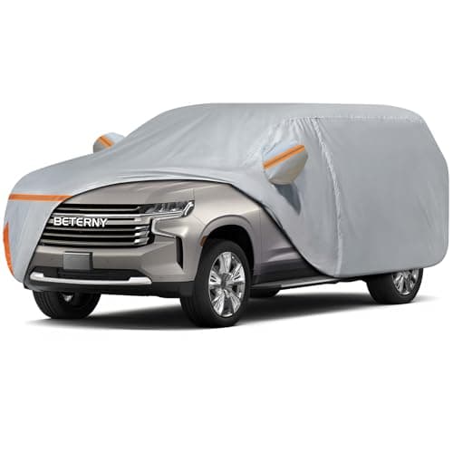 Car Cover for 20072025 Chevrolet TahoeCadillac EscaladeGMC Yukon Waterproof Customfit All Weather Sun Rain UV Dust Snow Protection Outdoor Car Cover with Door Zipper and Cotton LiningGrey