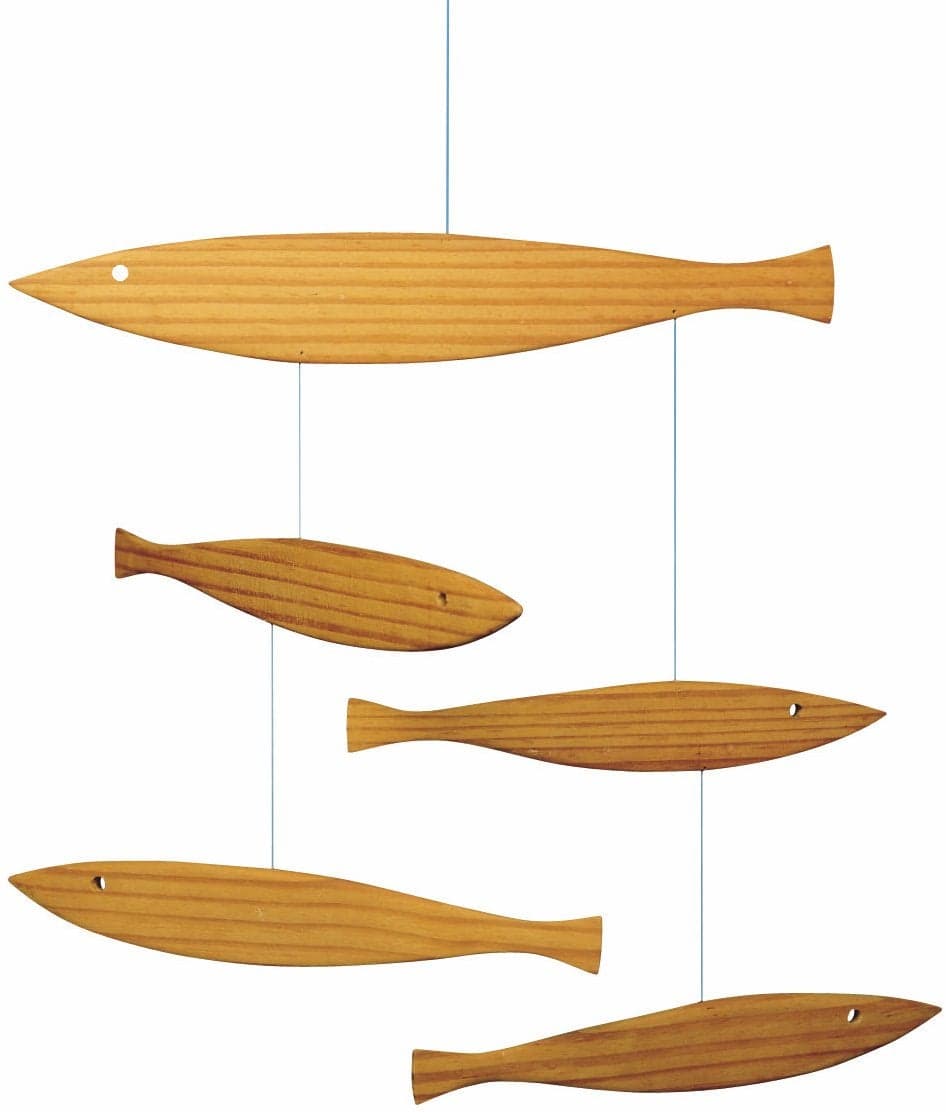 Floating Fish Hanging Mobile 16 Inches Pine Handmade in Denmark by Flensted