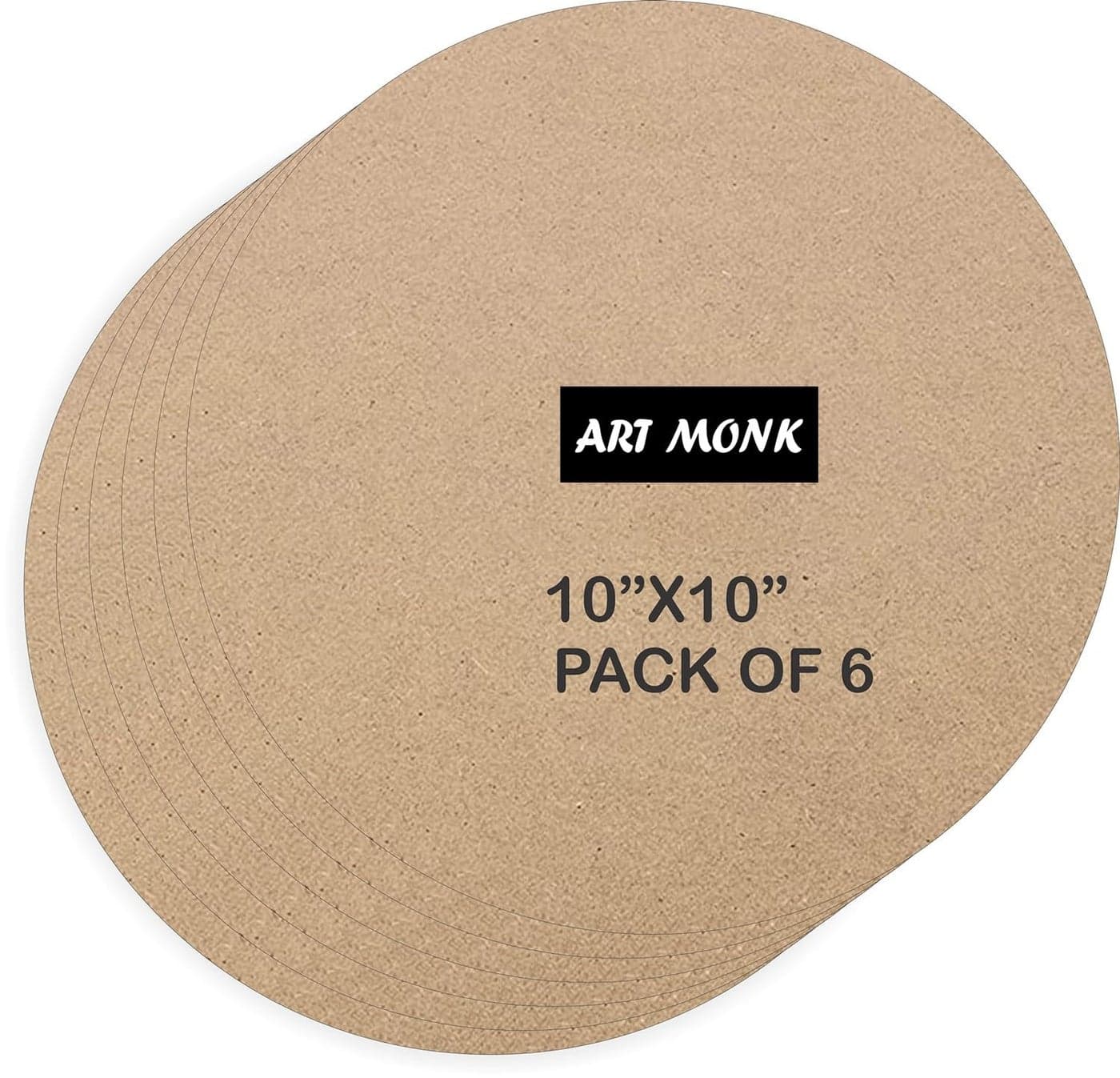Art Monk 6 Piece Round MDF Boards for Art and Craft Wood Round MDF Sheets for Craft Work DIY MDF Cutouts 10 Inch 6 Pcs