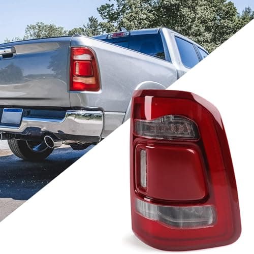 FIONE: For Dodge Ram 1500 Tail Light Assembly Without Blind Spot 2019-2022 LED Type & Red Lens Chrome Interior Right Passenger Side Rear Light 55112990AC 55112990AD CH2801217