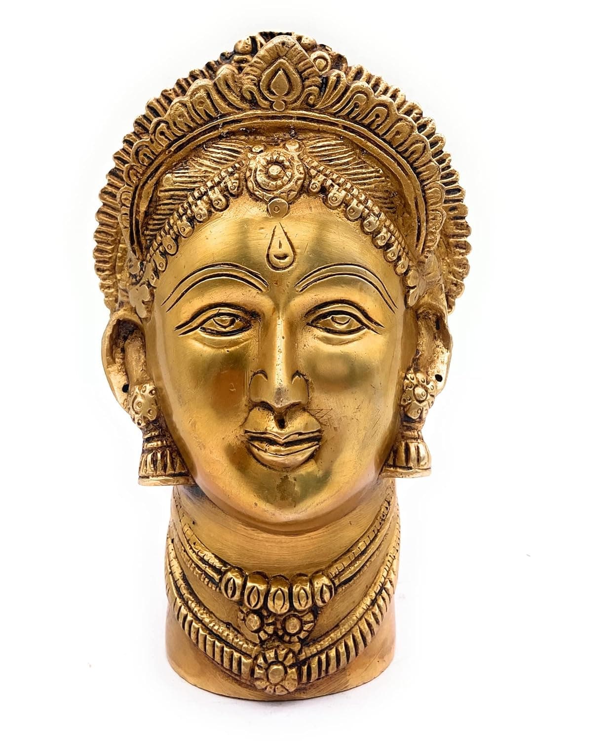 Bhunes Brass Lakshmi Face Laxmi Head Maha Lakshmi Mukut for KalashGold 75 Inch 1 Piece