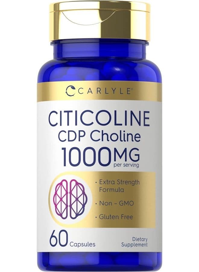 Citicoline CDP Choline 1000mg | 60 Capsules | Non-GMO, Gluten Free Supplement