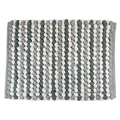 DII Ultra Soft Chenille Bath Mat, Chunky Popcorn Bath Rug, 17x24", Gray Stripe