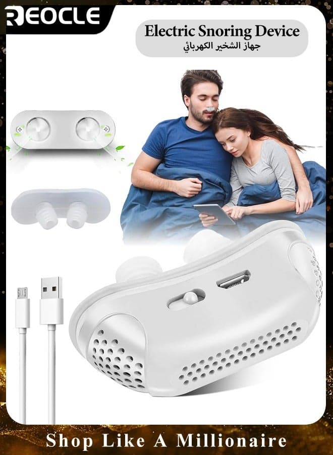 Electric Anti Snoring Devices Stop Snoring Anti Snoring Nasal Dilator Anti Snore Nose Vents Plugs Snoring Aid for Men and Women White