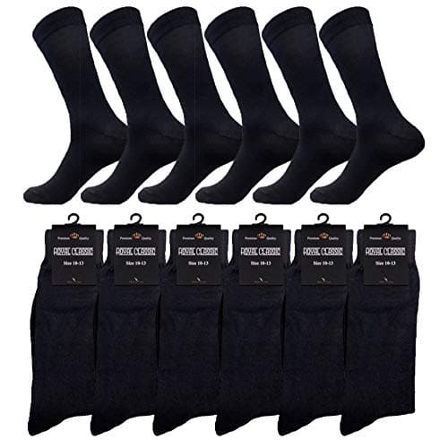 Royal Classic MENS BLACK DRESS SOCKS COTTON BLEND 12 PAIRS FORMAL/SUIT/CASUAL OR UNIFORM SOCKS 10-13