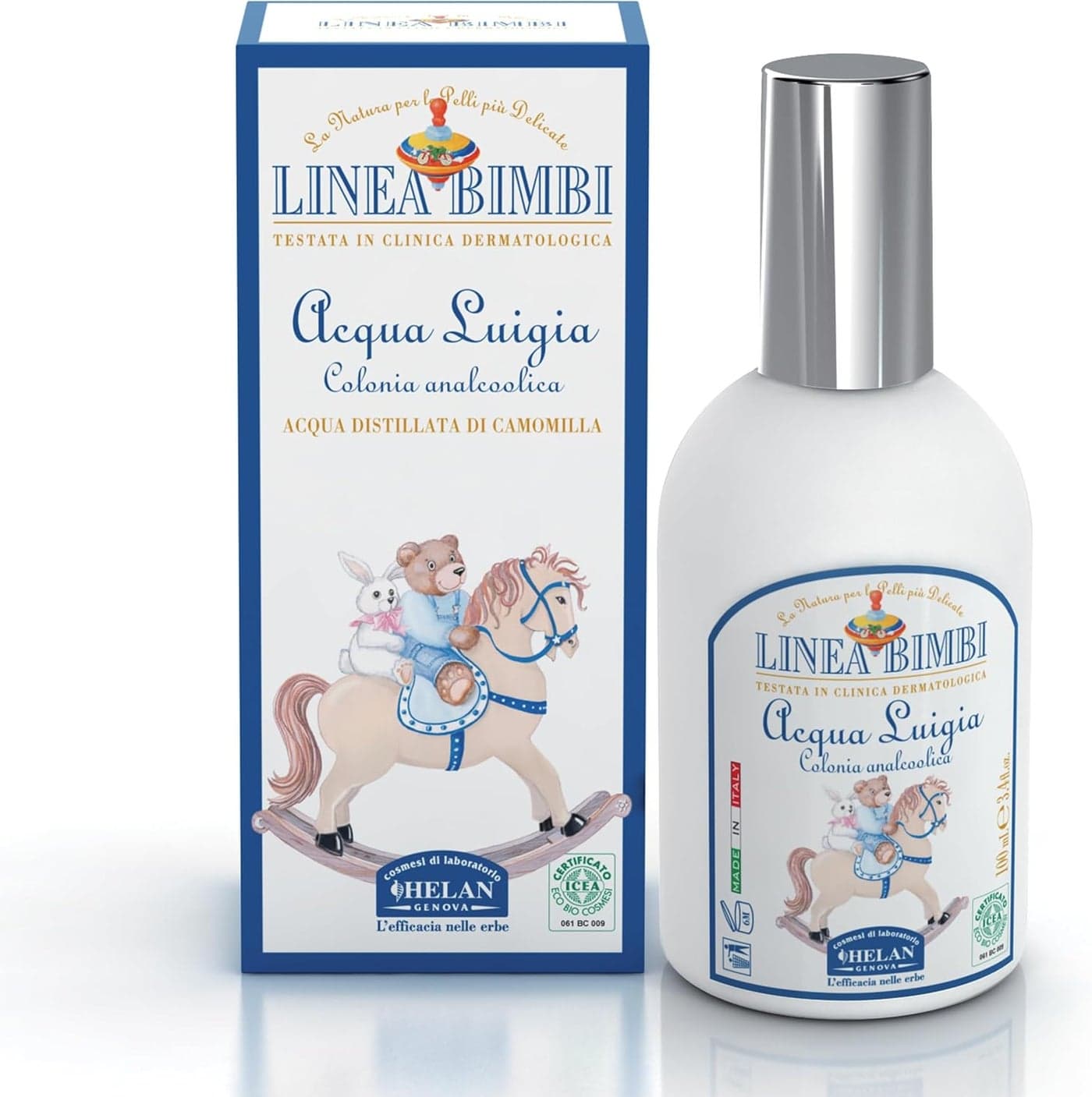 Helan Linea Bimbi Bio Cologne for Babies Acqua Luigia Baby Cologne Spray for Sensitive Skin Alcohol Free Baby Perfume with Chamomile and Citrus Scent Calming Action Made in Italy 100 ml
