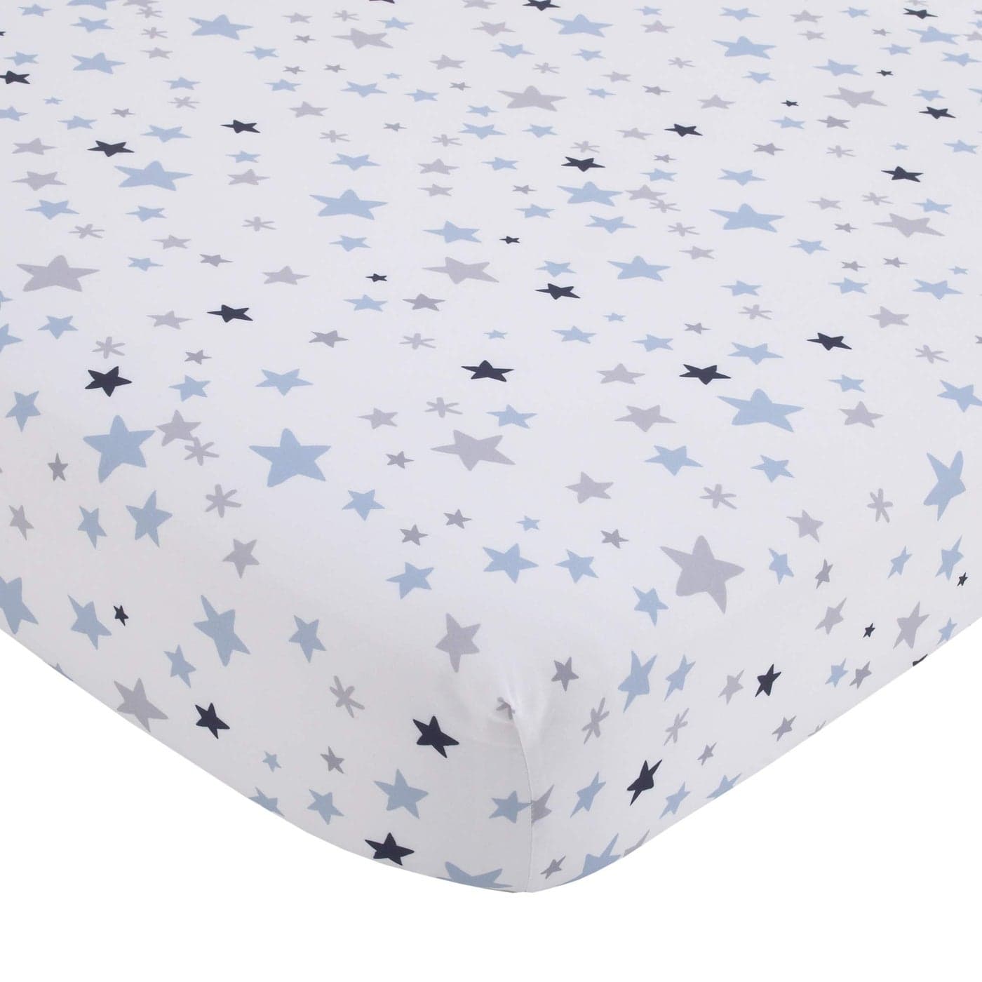 Little Love by NoJo Shine On My Love Boy Stars Navy Light Blue and White Fitted Crib Sheet