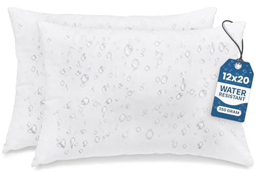 Utopia Bedding Outdoor Pillow Inserts 12 x 20 Inches (Pack of 2, White), Water Resistant Garden Throw Pillows for Patio and Porch Furniture