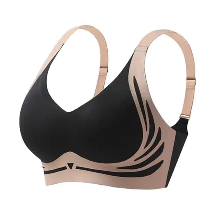 Brachy Women Plus Size Padded Light Support Wireless Bra, Seamless Soft Bralette, for Sleep, Yoga and Everyday Sports Bra M-3XL Black
