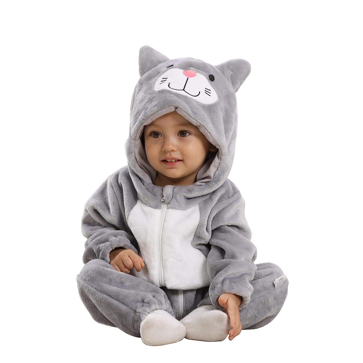 TONWHAR UnisexBaby Animal Onesie Costume Cartoon Animal Outfit Homewear Kids OnePiece Rompers13 Months Gray Cat