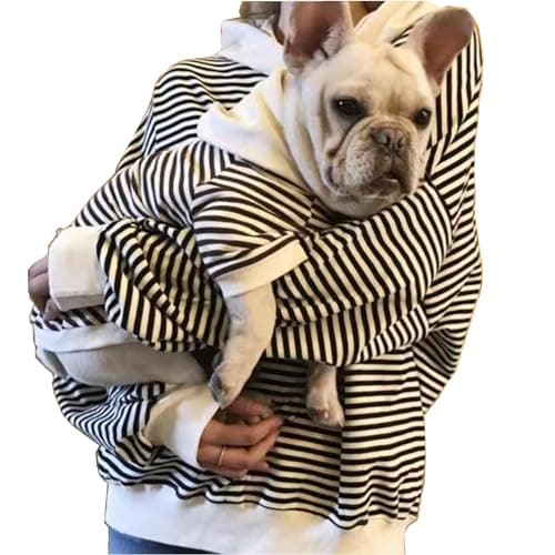 Matching Dog and Owner Clothes Separately SoldStriped Mom Dad Dog Hoodie for Small Dogs CatsPuppy Sweatshirt Fall WinterBlackOwner S