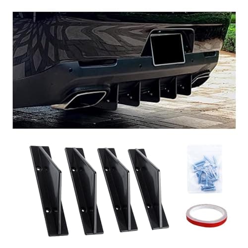 Augeny 4PCS Car Rear Lower Bumper Wing Lip Diffuser AntiCrash Straight Auto Shark Fin Spoiler Protector with Screws Universal Rear Bumper Lip Diffuser Kit for Car SUV Truck StraightBlack