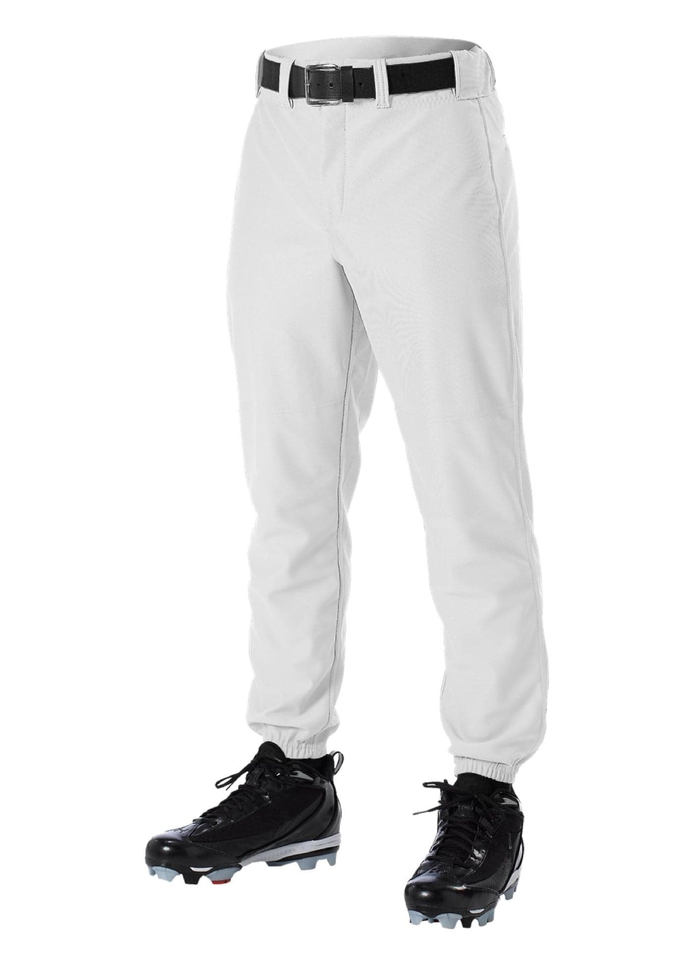 Alleson Athletic Boys Youth Elastic Bottom Baseball Pants, White, Small