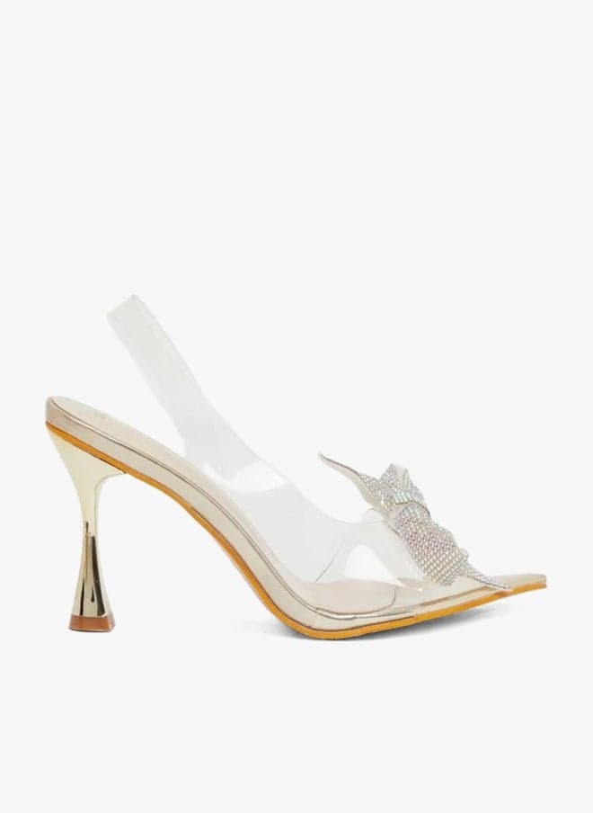 Styli Transparent Bow Accent Back Strap Sandals