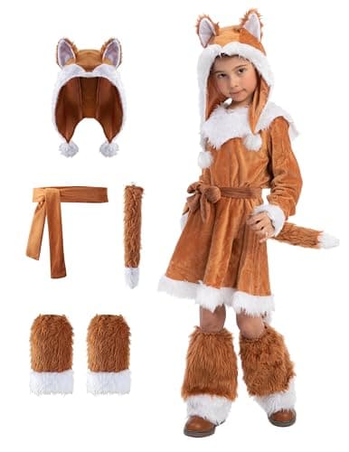 Spooktacular Creations Halloween Girls Fox Costume Kids Sweet Fox Costume for Child Toddler Halloween Dress Up Junglethemed Party Medium 57 yrs
