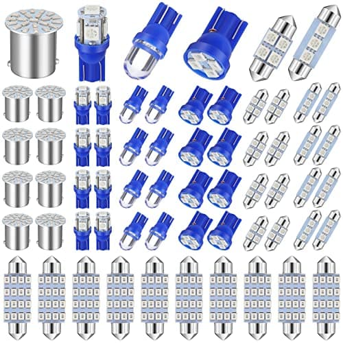 Frienda 70 Pieces LED Car Bulb Kit Interior Light License Plate Light Blue