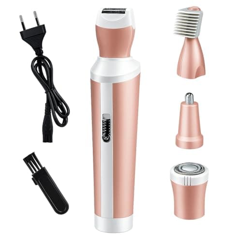 Concepta Hair Removal Machine 4 in 1 | Facial Shaver, Eyebrow Trimmer, Bikini Trimmer & Body Shaver | Hair Removal Machine for Women | Travel-Friendly Grooming Kit (Pink)