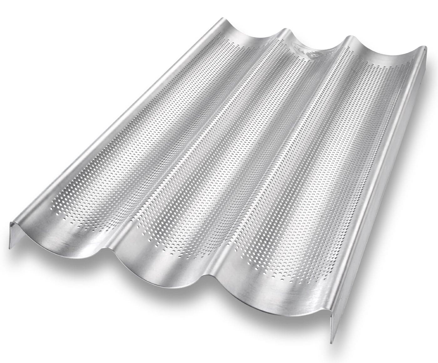 USA Pan Bakeware Aluminum Perforated Nonstick French Baguette Bread Pan 3Loaf