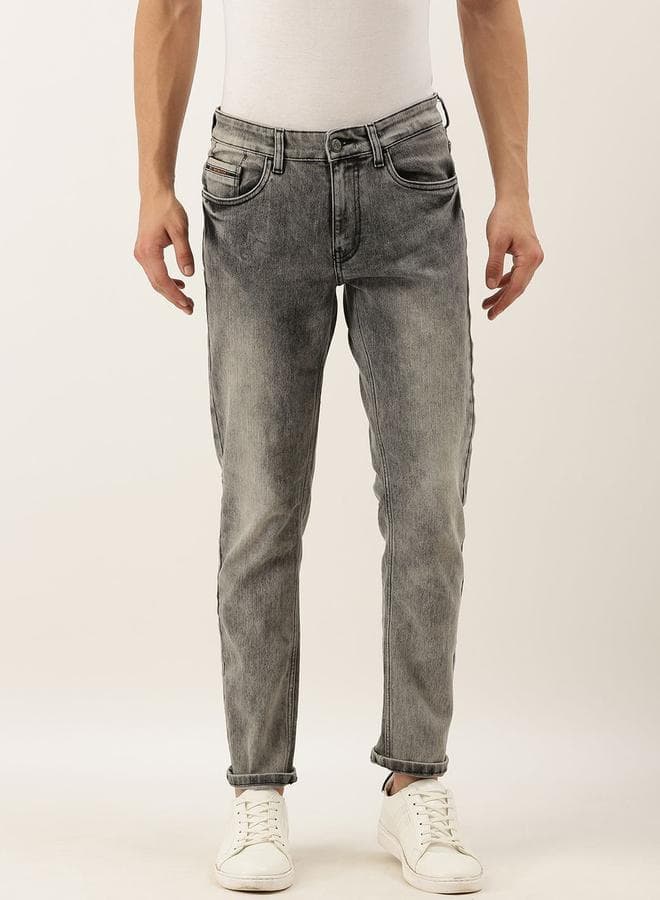 The Indian Garage Co Men Mid Rise Grey Acid Wash Jeans