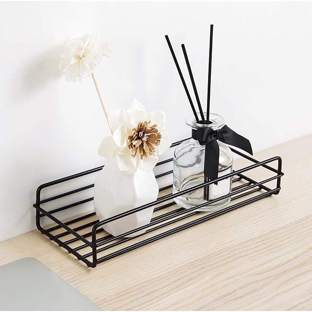 GION Simple Design Metal Iron Single Bathroom Storage Basket Self Adhesive Wall Mounted Shampoo Shower Gel Container 1Pcs Black White