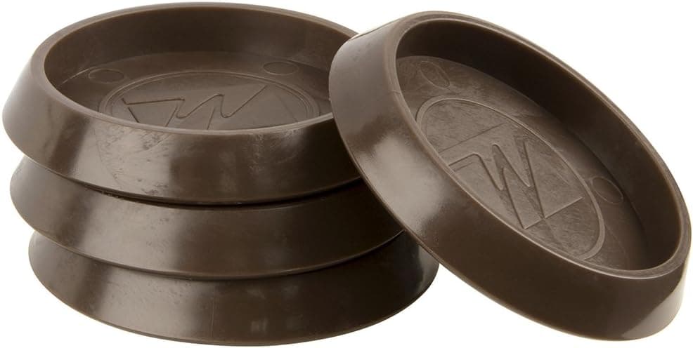 SoftTouch 114 Inch Round Furniture Caster Cups Vinyl for Carpet or Durable Hard Floor Surfaces 4 Pack Brown