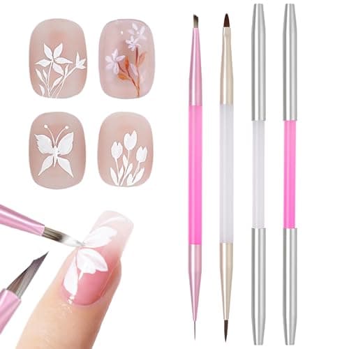HYWWPFLAY 2Pcs Nail Art Brushes Set for Flower Petal Butterfly Drawing 3D Gel Acrylic Nail Brush Fine Liner Nails Design Tool Professional Watercolor Painting Pen for Manicure DIY Salon