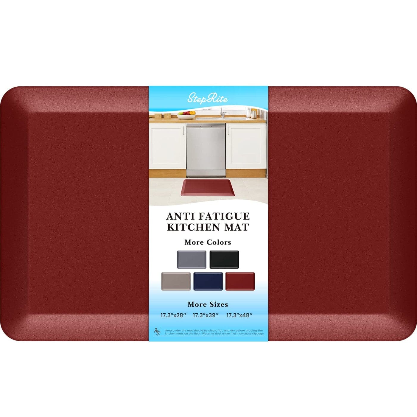 StepRite 45 Inch Thick Kitchen Mat Anti Fatigue Mat Kitchen Rugs Kitchen Decor NonSlip Stain Resistant Waterproof Kitchen Mats Desk Mat for Kitchen Office Workshop Red 17 x 28