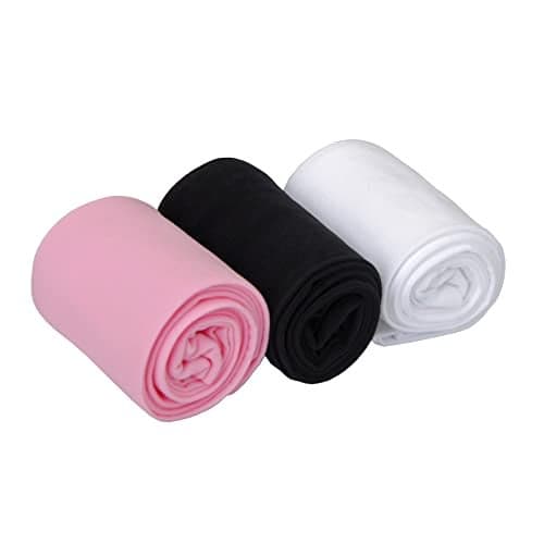 EVERSWE 3 Pairs Pack Girls Microfiber Tights Multiple Colors (White/Black/Pink, 4-6)
