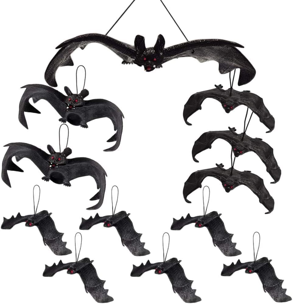 Brown Leaf 6 Pieces Spooky Halloween Hanging Bat for Halloween Party Rubber Vampire Bats Wall Dcor for Halloween Party