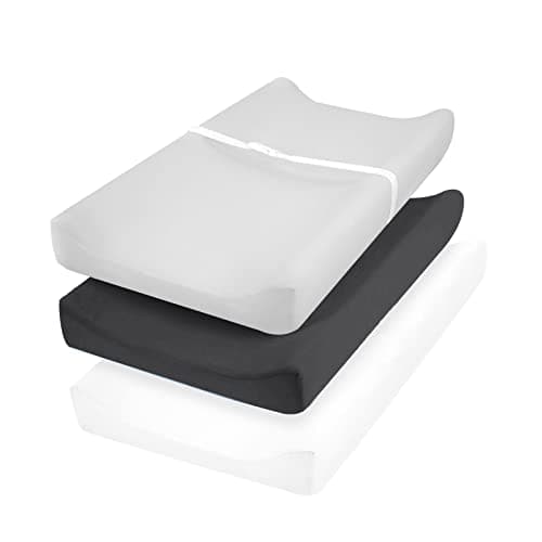 davids Kids 3 Pack Changing Pad Cover Set Ultra Soft Breathable Cozy Microfiber Diaper Change Table Sheets for Baby Boys Girls Netural Fit Most Changing Pads White Light Grey Black