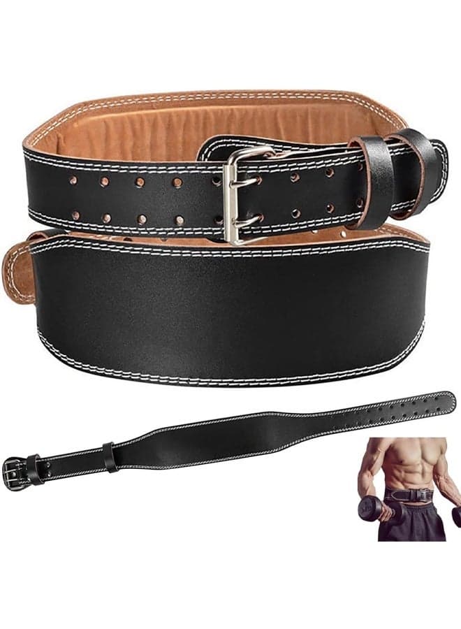Weight Lifting Belt,Leather Gym Exercise Belt,Workout Gym Belt with Adjustable Buckle & Pad,for Heavy Lift Lower Back Lumbar Support Dead-lifts Squats Fitness Cross Strength Training Muscle Power Exercise