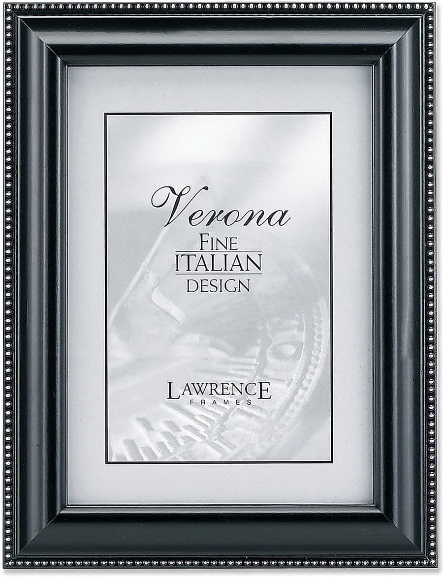 Lawrence Frames Black Finish 5x7 Picture Frame - Silver Bead Design